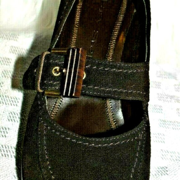 ZOEY Easy Step Dress Shoe Size 7 Women's Dark Suede Buckle & Block Heel - Picture 4 of 6